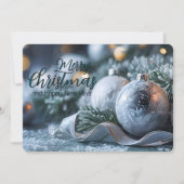 Ornamenten op bevroren groen Elegant zakelijk Feestdagenkaart (Voorkant)