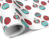 Ornamenten patroon met rode en Turkse kerstbomen Cadeaupapier (Rol Hoek)