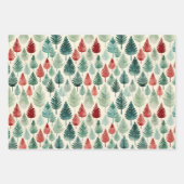 Ornamenten, pijnbomen kerstpatroon waterverf inpakpapier vel (Voorkant 2)