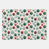 Ornamenten, pijnbomen kerstpatroon waterverf inpakpapier vel (Voorkant)