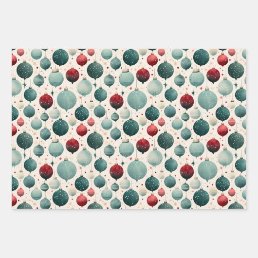 Ornamenten, pijnbomen kerstpatroon waterverf inpakpapier vel (Voorkant)