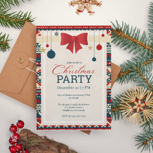Ornamenten Red Bow Ugly Sweater Holiday Party Kaart