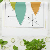 Ornamenten Retro Mid Century keukenhanddoek (Gevouwen)