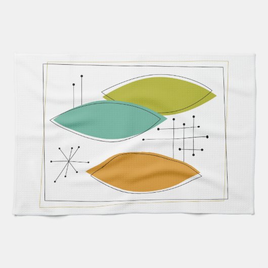 Ornamenten Retro Mid Century keukenhanddoek (Horizontaal)