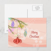  Ornamenten Roze Kerst Briefkaart (Voorkant / Achterkant)