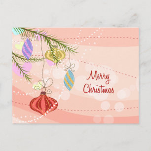  Ornamenten Roze Kerst Briefkaart