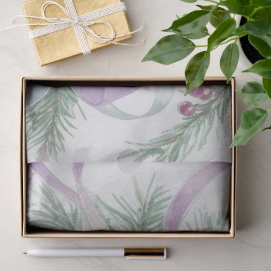 Ornamenten Satijn Lint Evergreen Paarse Groen Tissuepapier (Geschenk)