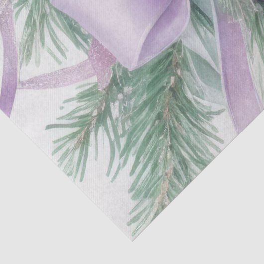 Ornamenten Satijn Lint Evergreen Paarse Groen Tissuepapier (Detail)