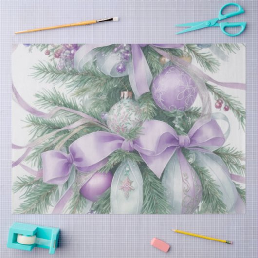 Ornamenten Satijn Lint Evergreen Paarse Groen Tissuepapier (Craft)