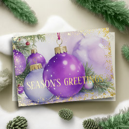 Ornamenten Satijnen Lint Groen Purper  Feestdagen Kaart