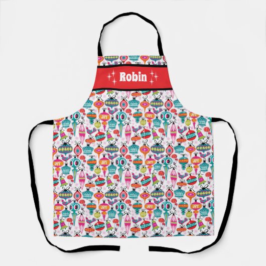  Ornamenten Schattige Kerst Schort - Custom (Voorkant)