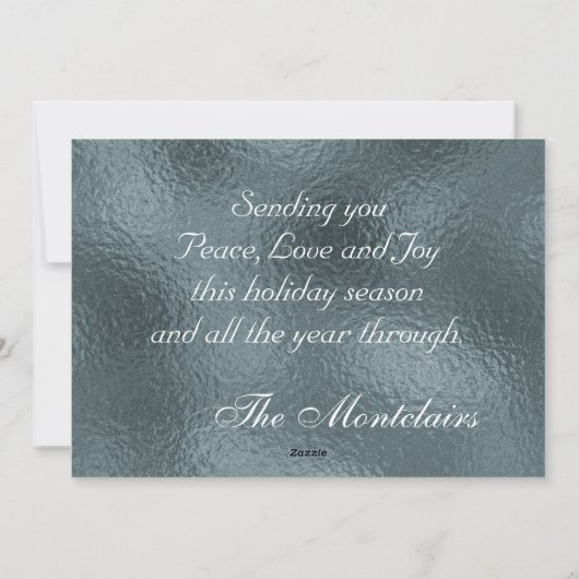 Ornamenten, Silver Script & ingelijste foto - Silv Feestdagenkaart (Achterkant)