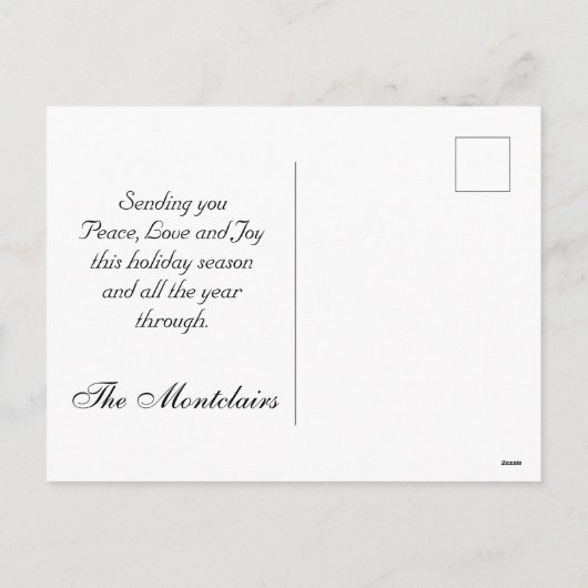 Ornamenten, Silver Script & ingelijste foto - Silv Feestdagenkaart (Achterkant)