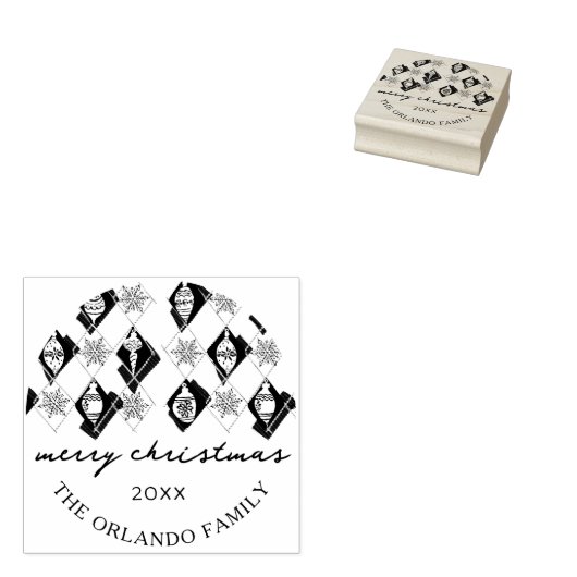 Ornamenten Snowflakes vrolijk kerstscript Rubberstempel (Gestempeld)