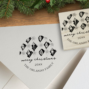 Ornamenten Snowflakes vrolijk kerstscript Rubberstempel