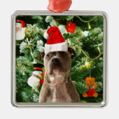 Ornamenten Snowman met Pitbull Dog (Voorkant)