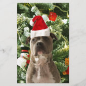 Ornamenten Snowman met Pitbull Dog Briefpapier (Voorkant)