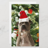 Ornamenten Snowman met Pitbull Dog Briefpapier (Voorkant / Achterkant)