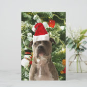 Ornamenten Snowman met Pitbull Dog Briefpapier (Staand voorkant)