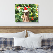 Ornamenten Snowman met Pitbull Dog Canvas Afdruk (Insitu (Slaapkamer))