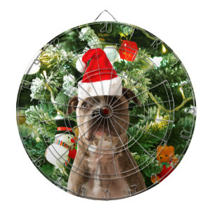 Ornamenten Snowman met Pitbull Dog Dartbord