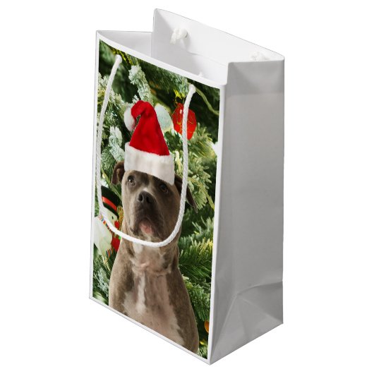 Ornamenten Snowman met Pitbull Dog Klein Cadeauzakje (Achterkant Gekanteld)