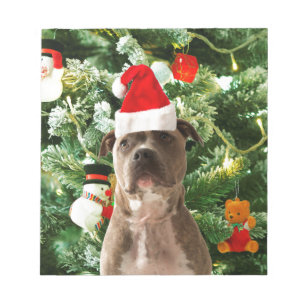 Ornamenten Snowman met Pitbull Dog Notitieblok