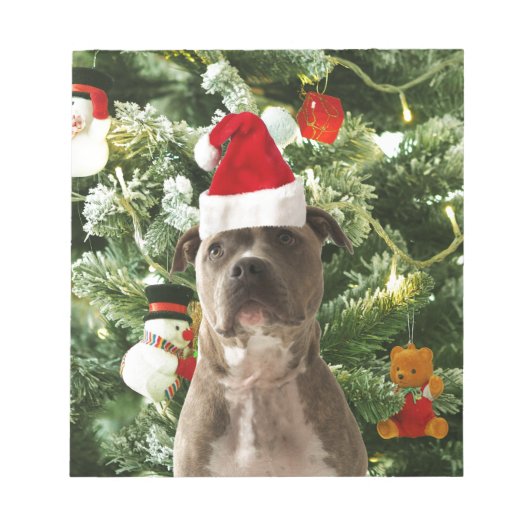 Ornamenten Snowman met Pitbull Dog Notitieblok (Voorkant)