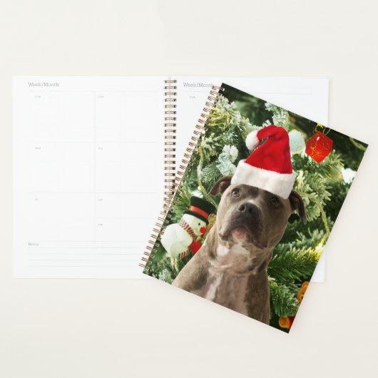 Ornamenten Snowman met Pitbull Dog Planner (Display)