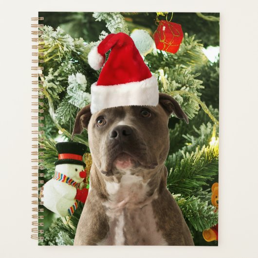 Ornamenten Snowman met Pitbull Dog Planner (Voorkant)