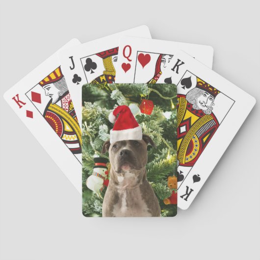 Ornamenten Snowman met Pitbull Dog Pokerkaarten (Achterkant)