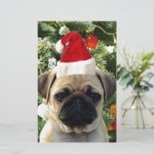 Ornamenten Snowman met Pug Puppy Dog Briefpapier (Staand voorkant)