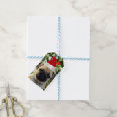 Ornamenten Snowman met Pug Puppy Dog Cadeaulabel (Met Touw)
