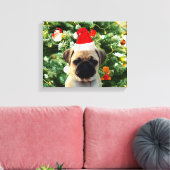 Ornamenten Snowman met Pug Puppy Dog Canvas Afdruk (Insitu (Woonkamer))