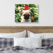 Ornamenten Snowman met Pug Puppy Dog Canvas Afdruk (Insitu (Slaapkamer))