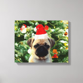 Ornamenten Snowman met Pug Puppy Dog Canvas Afdruk (Voorkant)