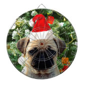 Ornamenten Snowman met Pug Puppy Dog Dartbord (Voorkant)