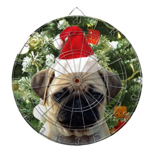 Ornamenten Snowman met Pug Puppy Dog Dartbord (Voorkant)