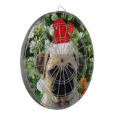 Ornamenten Snowman met Pug Puppy Dog Dartbord (Voorkant Links)