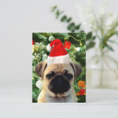 Ornamenten Snowman met Pug Puppy Dog Feestdagenkaart (Staand voorkant)