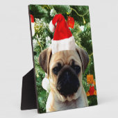 Ornamenten Snowman met Pug Puppy Dog Fotoplaat (Zijkant)