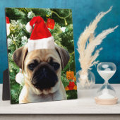 Ornamenten Snowman met Pug Puppy Dog Fotoplaat (Zijkant)