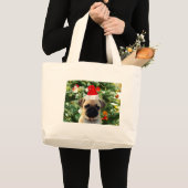 Ornamenten Snowman met Pug Puppy Dog Grote Tote Bag (Voorkant (product))