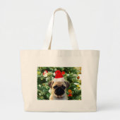 Ornamenten Snowman met Pug Puppy Dog Grote Tote Bag (Voorkant)