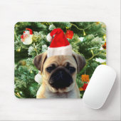Ornamenten Snowman met Pug Puppy Dog Muismat (Met muis)