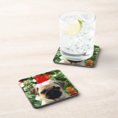 Ornamenten Snowman met Pug Puppy Dog Onderzetter (Rechterzijde)