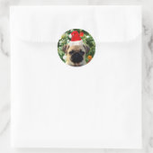 Ornamenten Snowman met Pug Puppy Dog Ronde Sticker (Tas)
