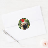 Ornamenten Snowman met Pug Puppy Dog Ronde Sticker (Envelop)