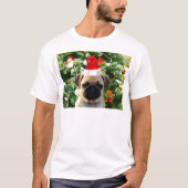 Ornamenten Snowman met Pug Puppy Dog T-shirt (Voorkant)