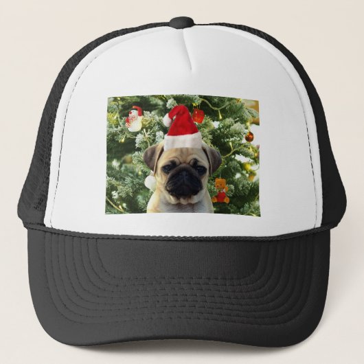 Ornamenten Snowman met Pug Puppy Dog Trucker Pet (Voorkant)